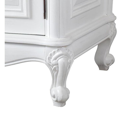 Silkroad Exclusive 60" Single Sink Antique White Bathroom Vanity With Carrara White Marble Countertop and White Ceramic Undermount Sink - V0277WW60C