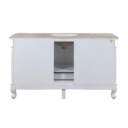 Silkroad Exclusive 60" Single Sink Antique White Bathroom Vanity - JB-0273-CM-UWC-60