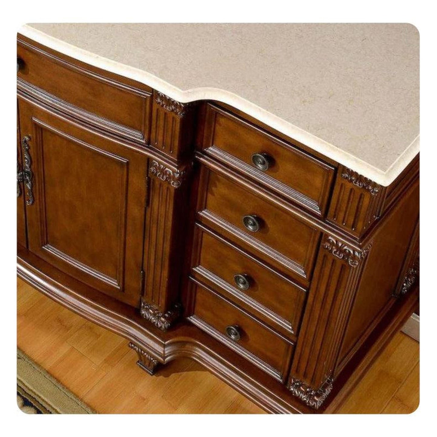Silkroad Exclusive 60" Single Sink Brazilian Rosewood Bathroom Vanity With Crema Marfil Marble Countertop and White Ceramic Undermount Sink - HYP-0277-CM-UWC-60
