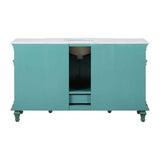 Silkroad Exclusive 60" Single Sink Retro Green Bathroom Vanity With Carrara White Marble Countertop and White Ceramic Undermount Sink - V0277NW60C