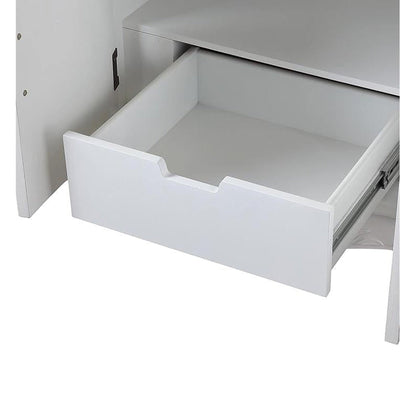 Silkroad Exclusive 60" Single Sink Antique White Bathroom Vanity With Carrara White Marble Countertop and White Ceramic Undermount Sink - V0299WW60C