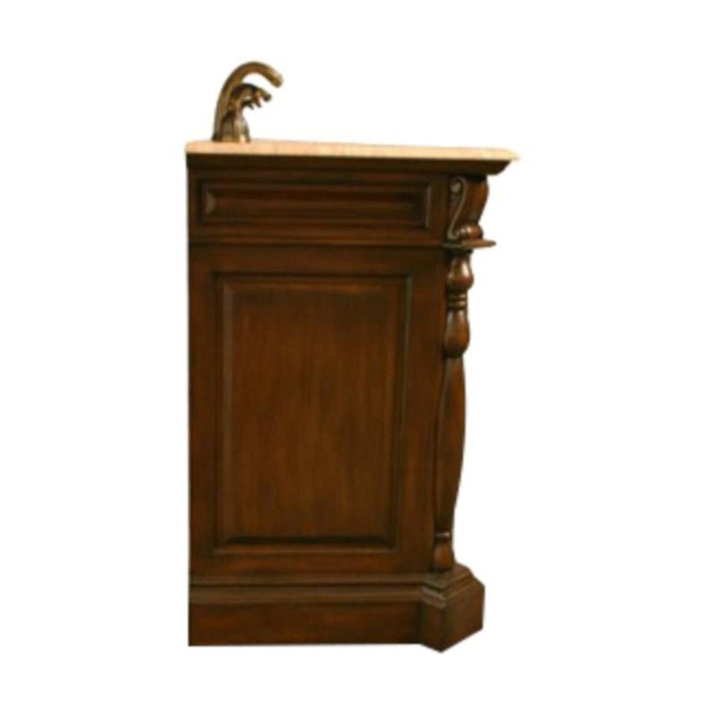 Silkroad Exclusive 72" Double Sink Dark Chestnut Bathroom Vanity With Travertine Countertop and Ivory Ceramic Undermount Sink - LTP-0176-T-UIC-72