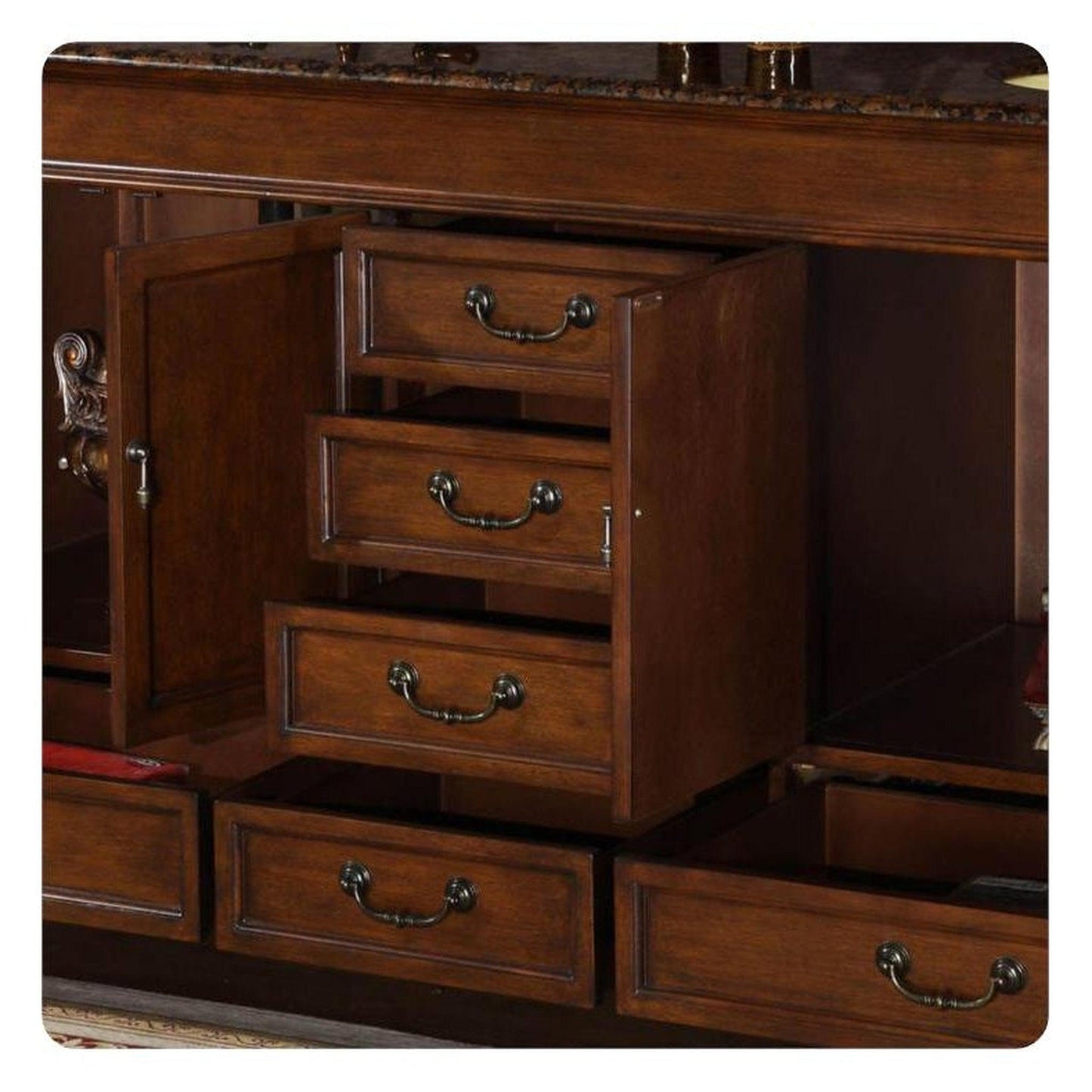 Silkroad 72" Double Sink Vanity, Red Chestnut - HYP-0715-BB-UIC-72