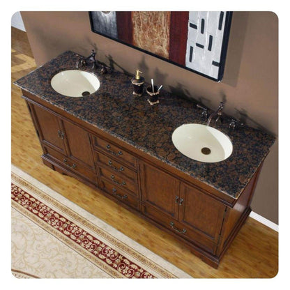 Silkroad 72" Double Sink Vanity, Red Chestnut - HYP-0715-BB-UIC-72
