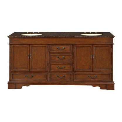 Silkroad 72" Double Sink Vanity, Red Chestnut - HYP-0715-BB-UIC-72