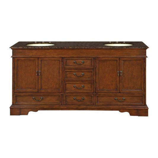 Silkroad 72" Double Sink Vanity, Red Chestnut - HYP-0715-BB-UIC-72