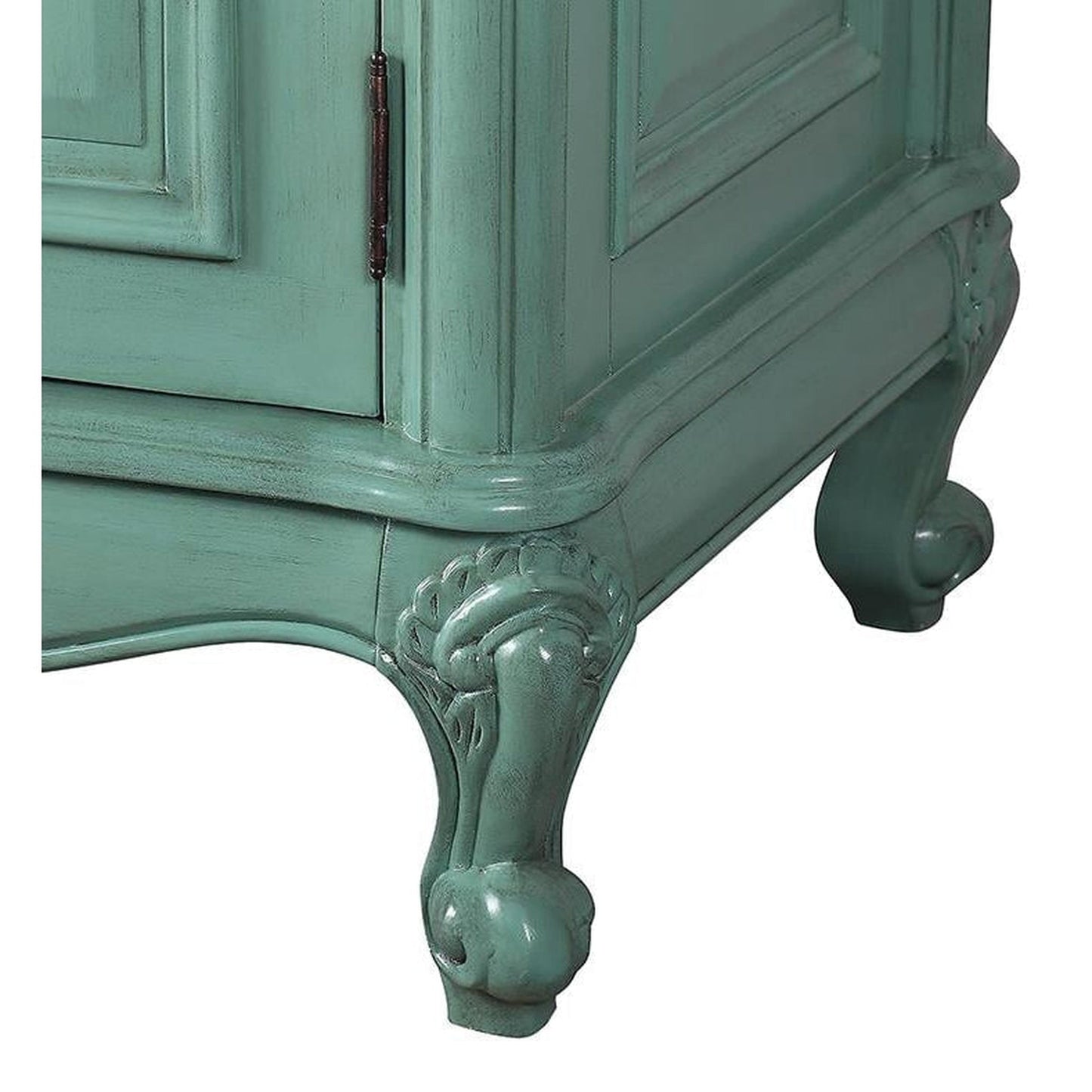 Silkroad Exclusive 72" Double Sink Vintage Green Bathroom Vanity With Carrara White Marble Countertop and White Ceramic Undermount Sink - V8034NW72D