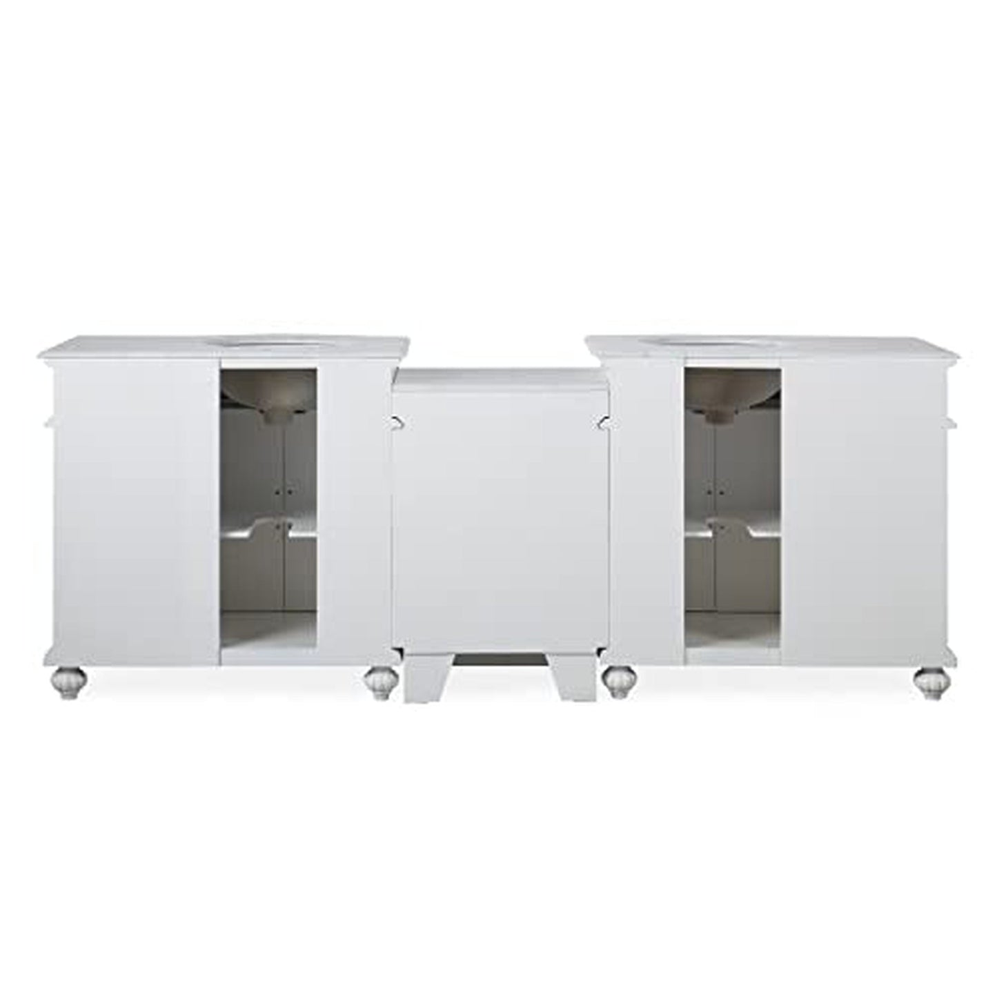 Silkroad Exclusive 90" Double Sink Antique White Bathroom Vanity - V0213WW90D