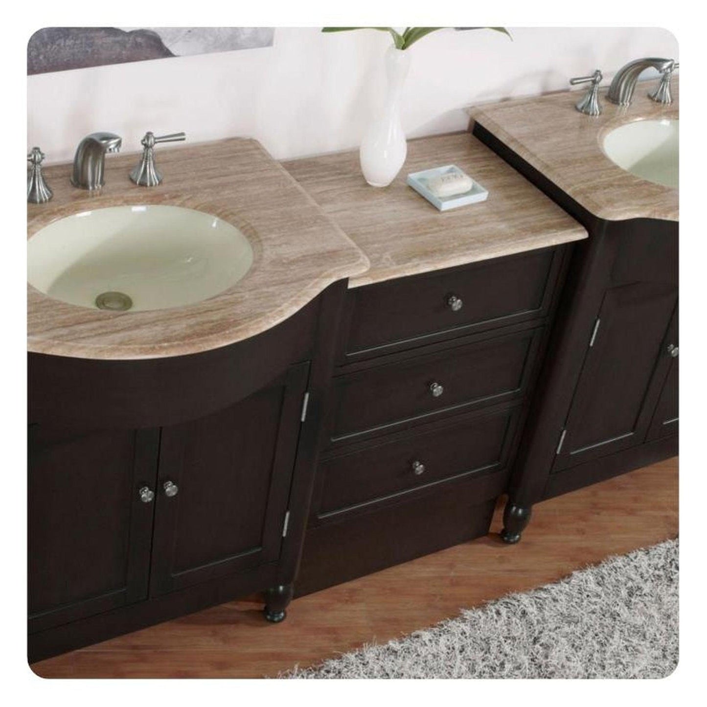 Silkroad 95" Double Sink Vanity, Dark Walnut - HYP-0902-T-UIC-95