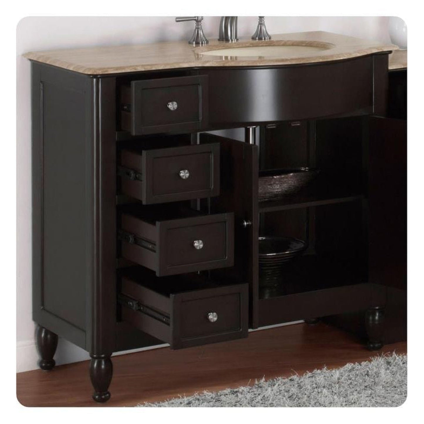 Silkroad 95" Double Sink Vanity, Dark Walnut - HYP-0902-T-UIC-95