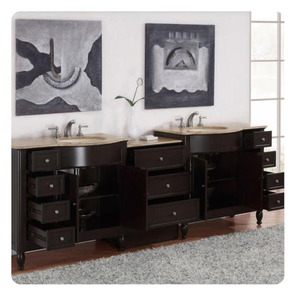 Silkroad 95" Double Sink Vanity, Dark Walnut - HYP-0902-T-UIC-95