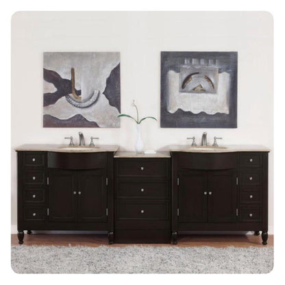 Silkroad 95" Double Sink Vanity, Dark Walnut - HYP-0902-T-UIC-95