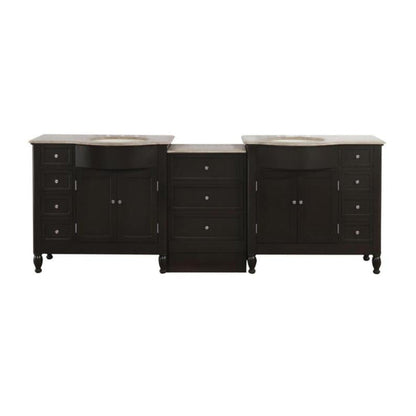 Silkroad 95" Double Sink Vanity, Dark Walnut - HYP-0902-T-UIC-95