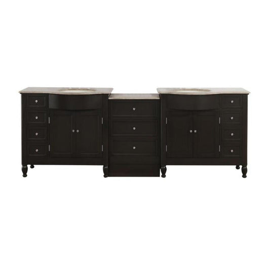 Silkroad 95" Double Sink Vanity, Dark Walnut - HYP-0902-T-UIC-95