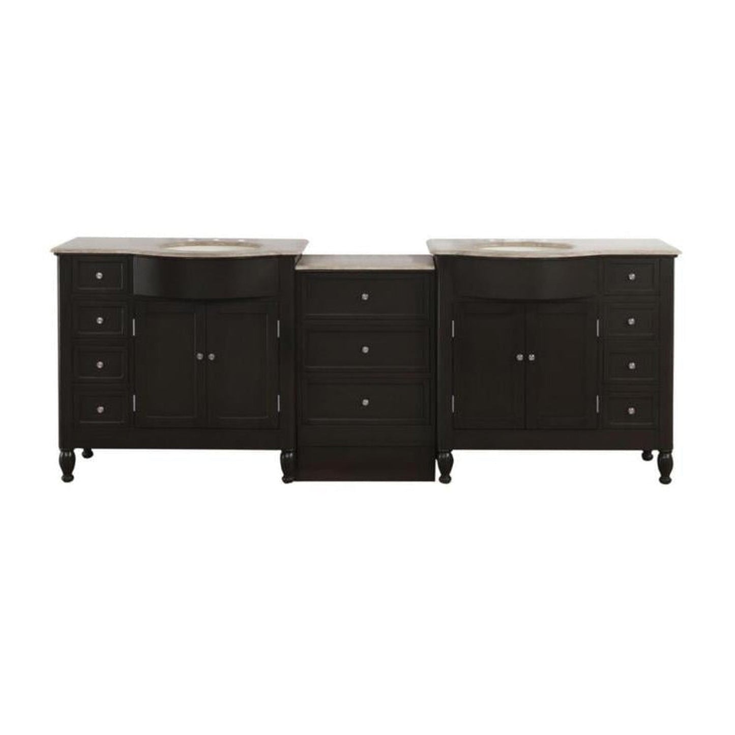 Silkroad 95" Double Sink Vanity, Dark Walnut - HYP-0902-T-UIC-95