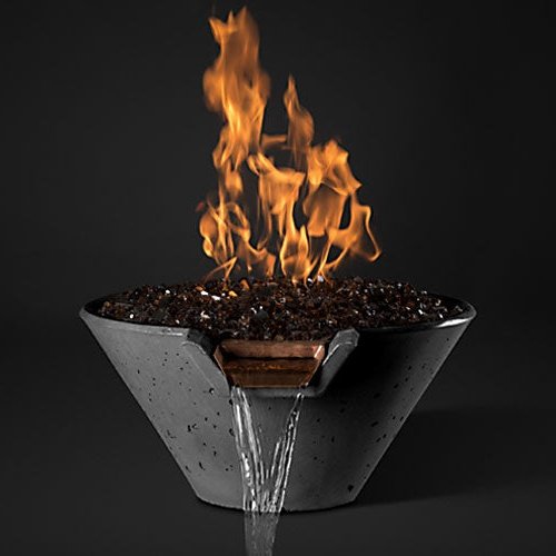 Slick Rock Concrete 29” Cascade Conical Fire on Glass + Copper Spillway with Electronic Ignition - KCC29CPSCCEING