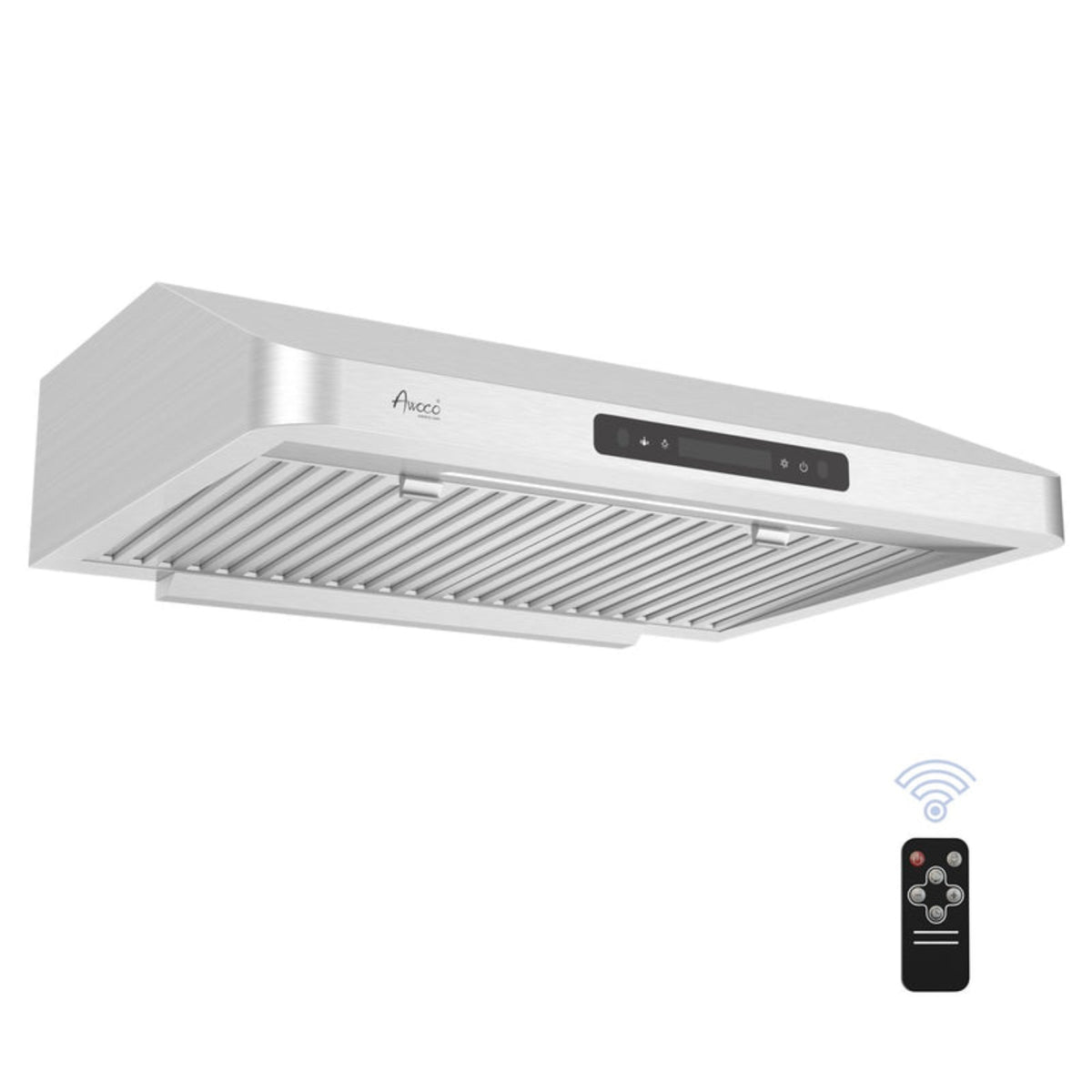 Awoco RH-UC7 30" Under Cabinet 7” High Stainless Steel Range Hood, 6 Speeds with Gesture Sensing Touch Control Panel, 900 CFM with Remote Control, 5W LED Light Bar -  RH-UC7-30-6