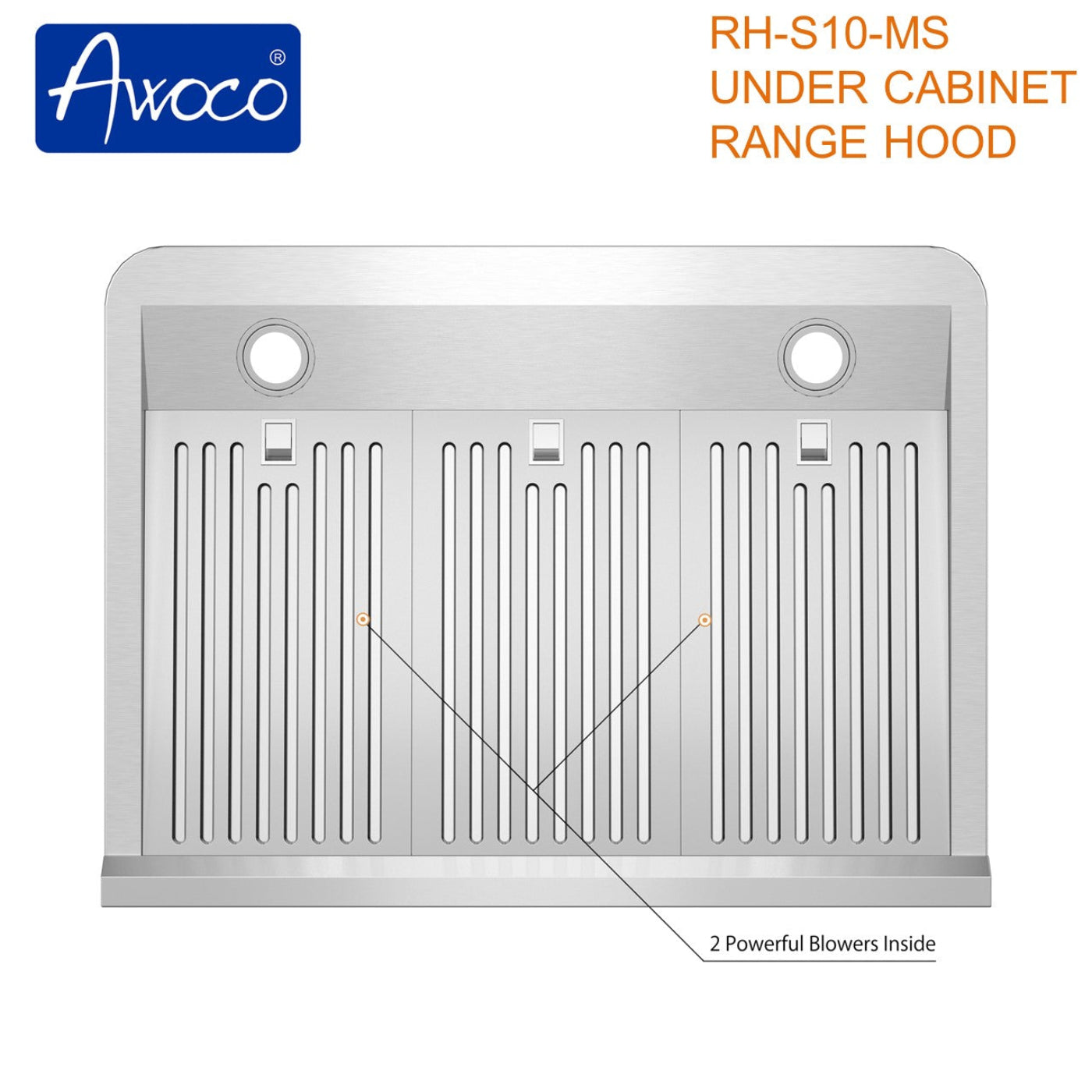 Awoco RH-S10-MS Under Cabinet Supreme 7” High Stainless Steel Range Hood, 4 Speeds with Gesture Sensing Touch Control Panel, 8” Round Top Vent, 1000 CFM with Remote Control & LED Lights - RH-S10-30MS