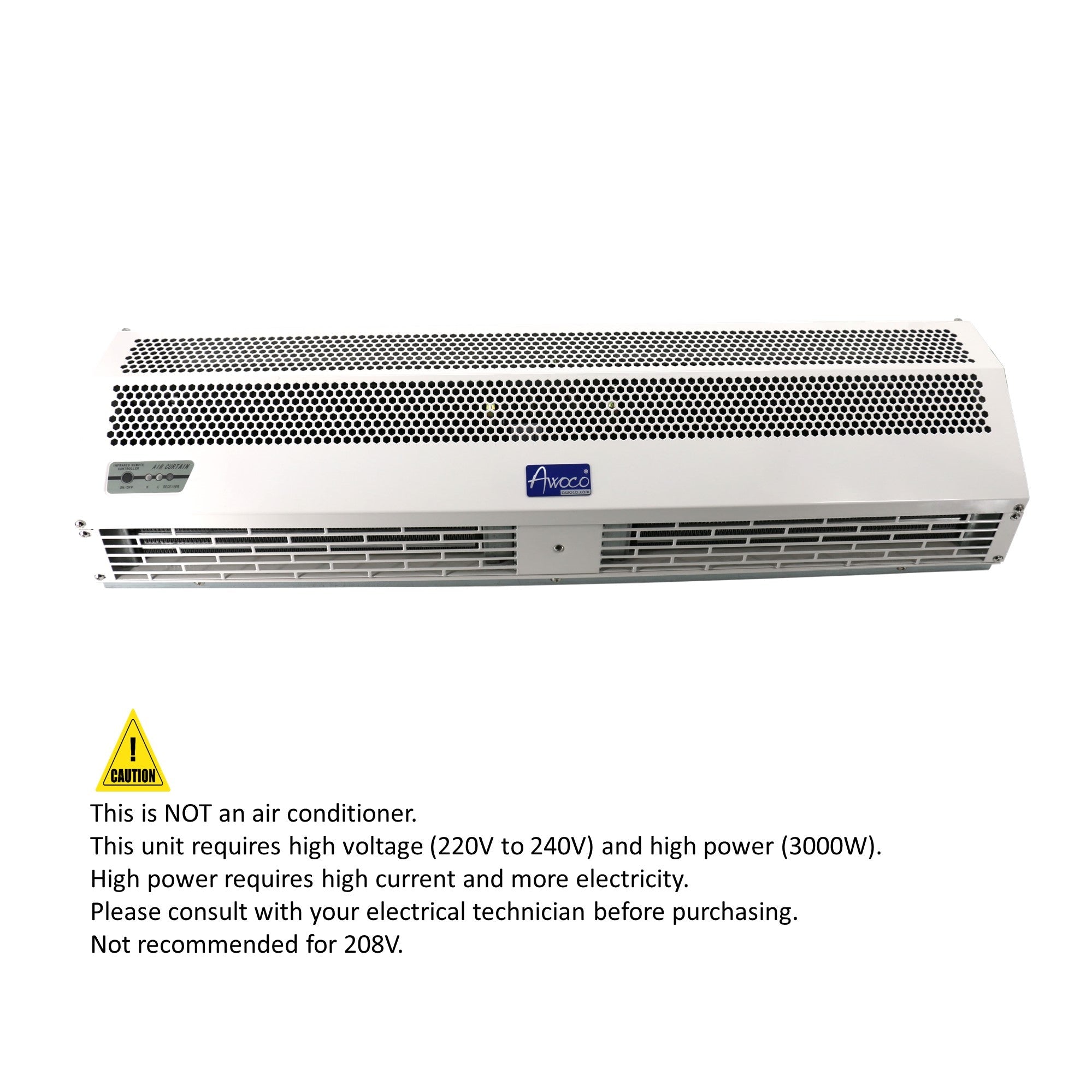 Awoco 230V Heated 2 Speeds Commercial Indoor Air Curtain, with an Easy-Install Magnetic Door Switch - RM1206H