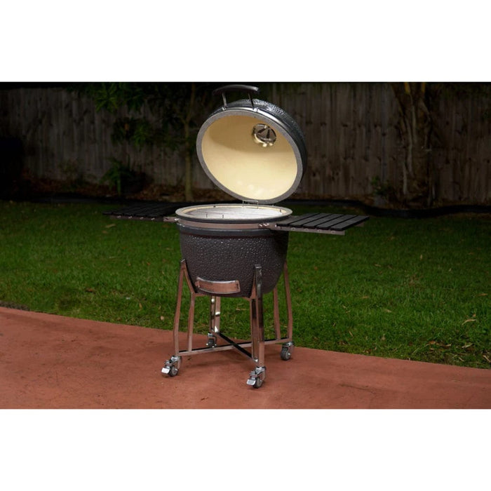 SnS Grills 22" Slow ‘N Sear Deluxe Kamado Ceramic Charcoal Grill w/ Side Shelves - KAM-DEL