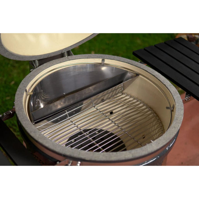 SnS Grills 22" Slow ‘N Sear Deluxe Kamado Ceramic Charcoal Grill w/ Side Shelves - KAM-DEL