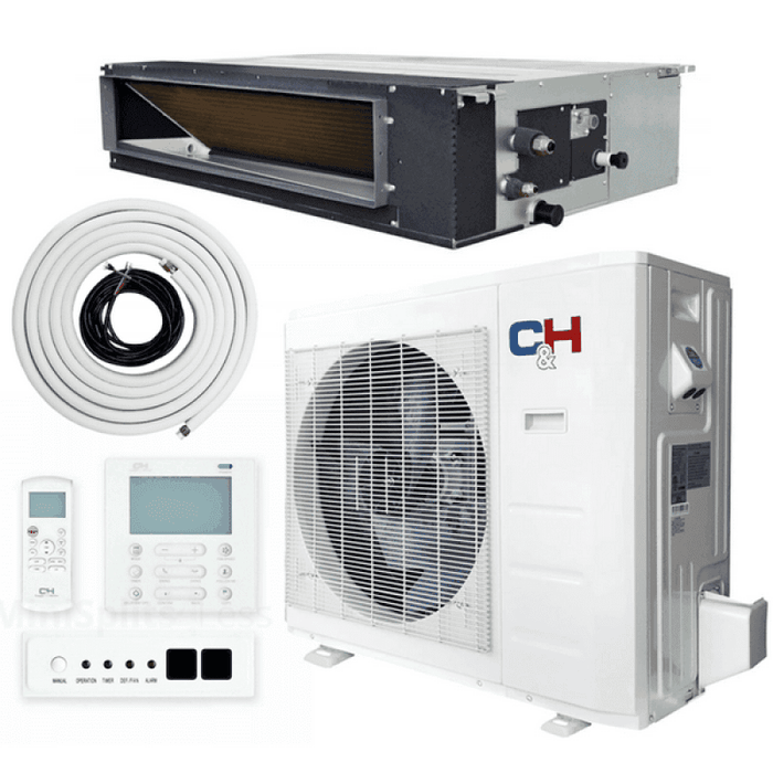 Cooper & Hunter 36,000 BTU 230V 16.5 SEER Concealed Duct Mini Split AC System & Heat Pump, Light Commercial Series 3 TON Air Conditioner Heat Pump + Optional Installation Kit - CH-36LCDTUI/O/NO KIT