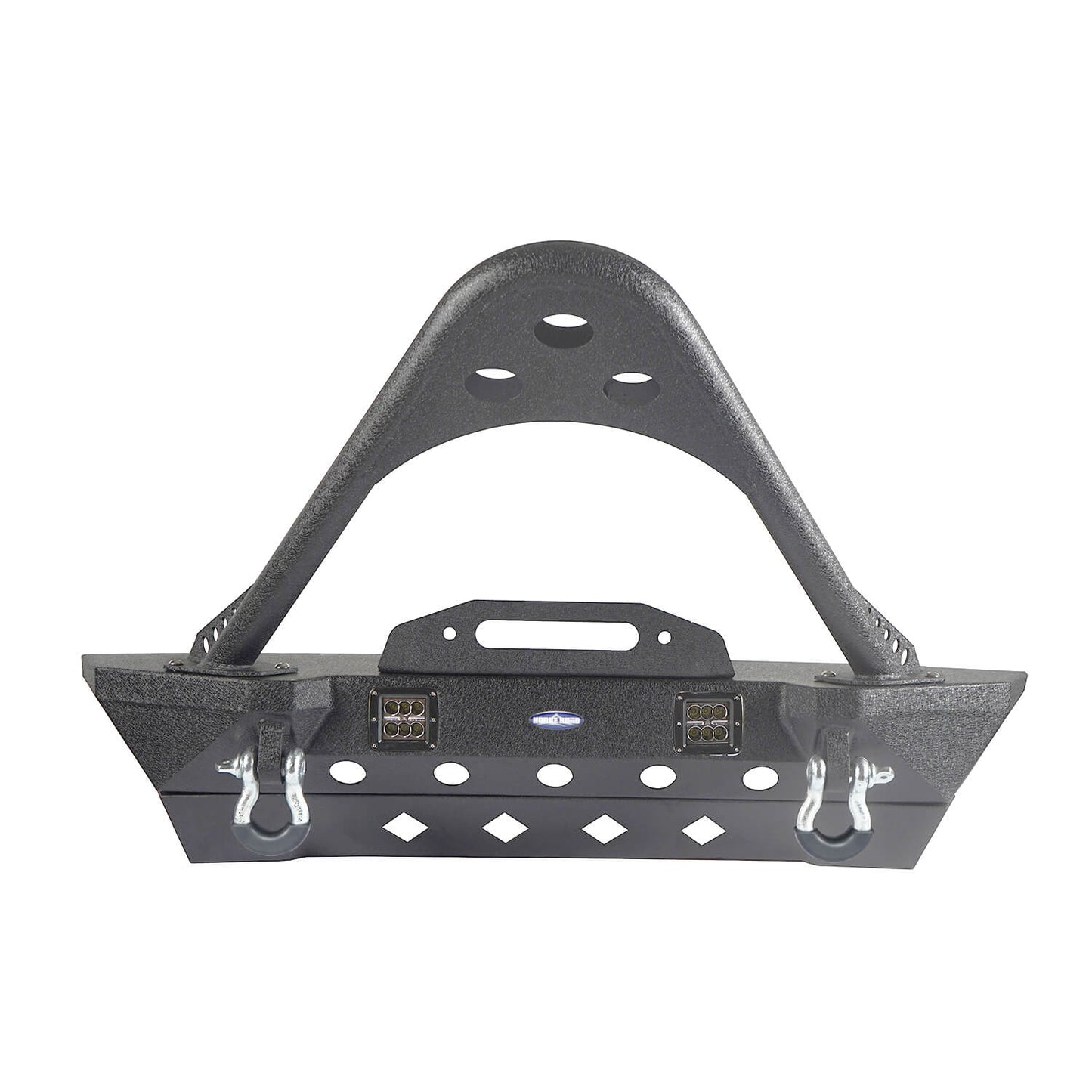 Hooke Road Stubby Front Bumper w/Stinger & Winch Plate Mount w/ 2X 18W LED Spotlight(Jeep Wrangler JK) - HE.2039A+HE.2039B