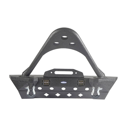 Hooke Road Stubby Front Bumper w/Stinger & Winch Plate Mount w/ 2X 18W LED Spotlight(Jeep Wrangler JK) - HE.2039A+HE.2039B