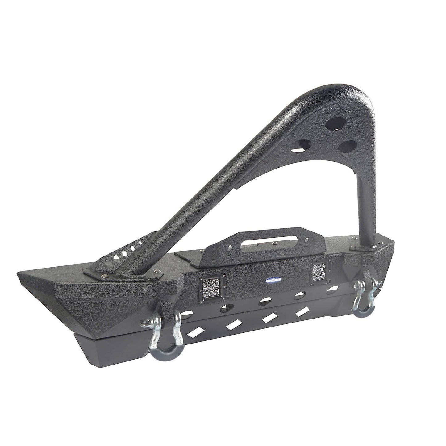 Hooke Road Stubby Front Bumper w/Stinger & Winch Plate Mount w/ 2X 18W LED Spotlight(Jeep Wrangler JK) - HE.2039A+HE.2039B