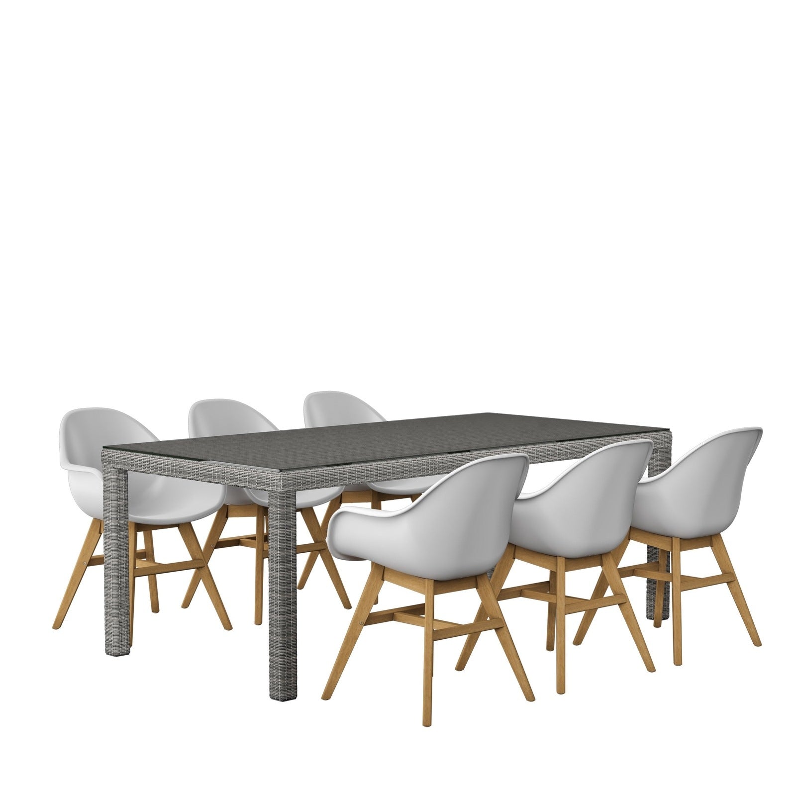 Midtown Concept Singapore Table & 6 Concarnau Arm Chairs - SINGAP_6CONCARMWH