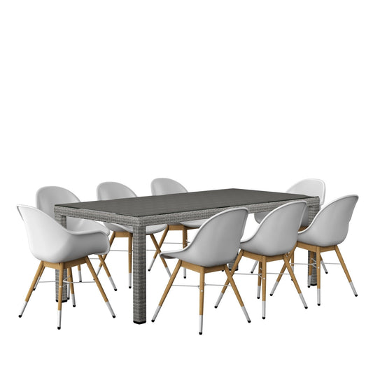 Midtown Concept Singapore Table, 6 Chamonix Side Chairs & 2 Chamonix Arm Chairs - SINGAP_6CHAMSIDE2CHAMARM