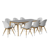 Midtown Concept Aalborg Gray Table & 8 Chamonix Carver Side Chairs - AALBORG_8CHAMSIDE