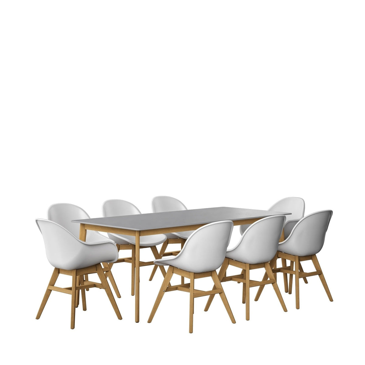 Midtown Concept Aalborg Grey Table, 6 Concarnau Side Chair & 2 Concarnau Arm Chair - ALBORG_6CONCSIDE2CONCARMWH