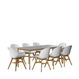 Midtown Concept Aalborg Grey Table, 6 Concarnau Side Chair & 2 Concarnau Arm Chair - ALBORG_6CONCSIDE2CONCARMWH