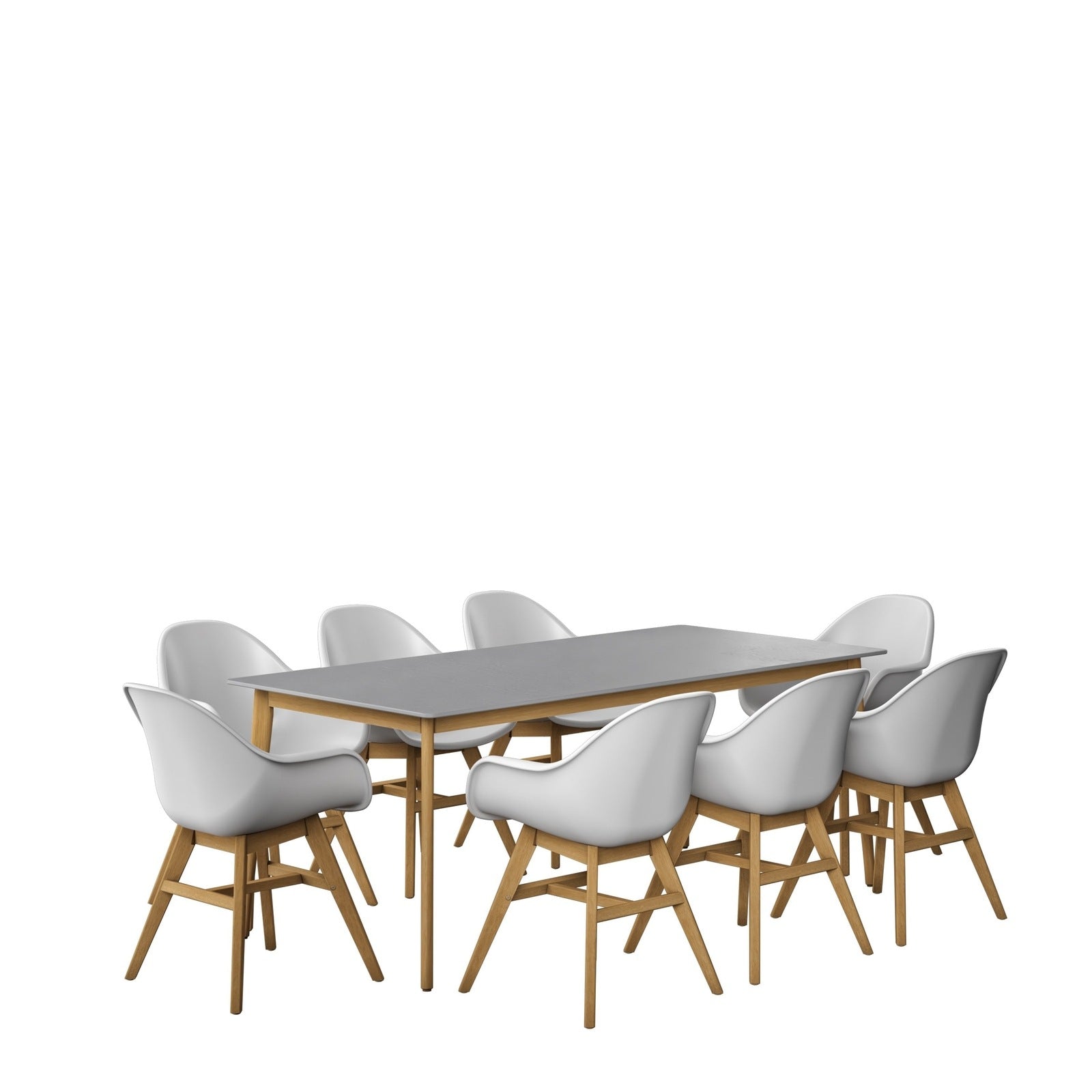 Midtown Concept Aalborg Grey Table & 8 Concarnau Arm Chair - ALBORG_8CONCARMWH