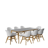 Midtown Concept Aalborg Grey Table & 8 Concarnau Arm Chair - ALBORG_8CONCARMWH