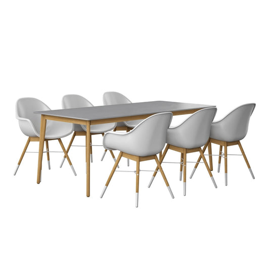 Midtown Concept Aalborg Gray Table & 6 Chamonix Carver Arm Chairs - AALBORG_6CHAMARM