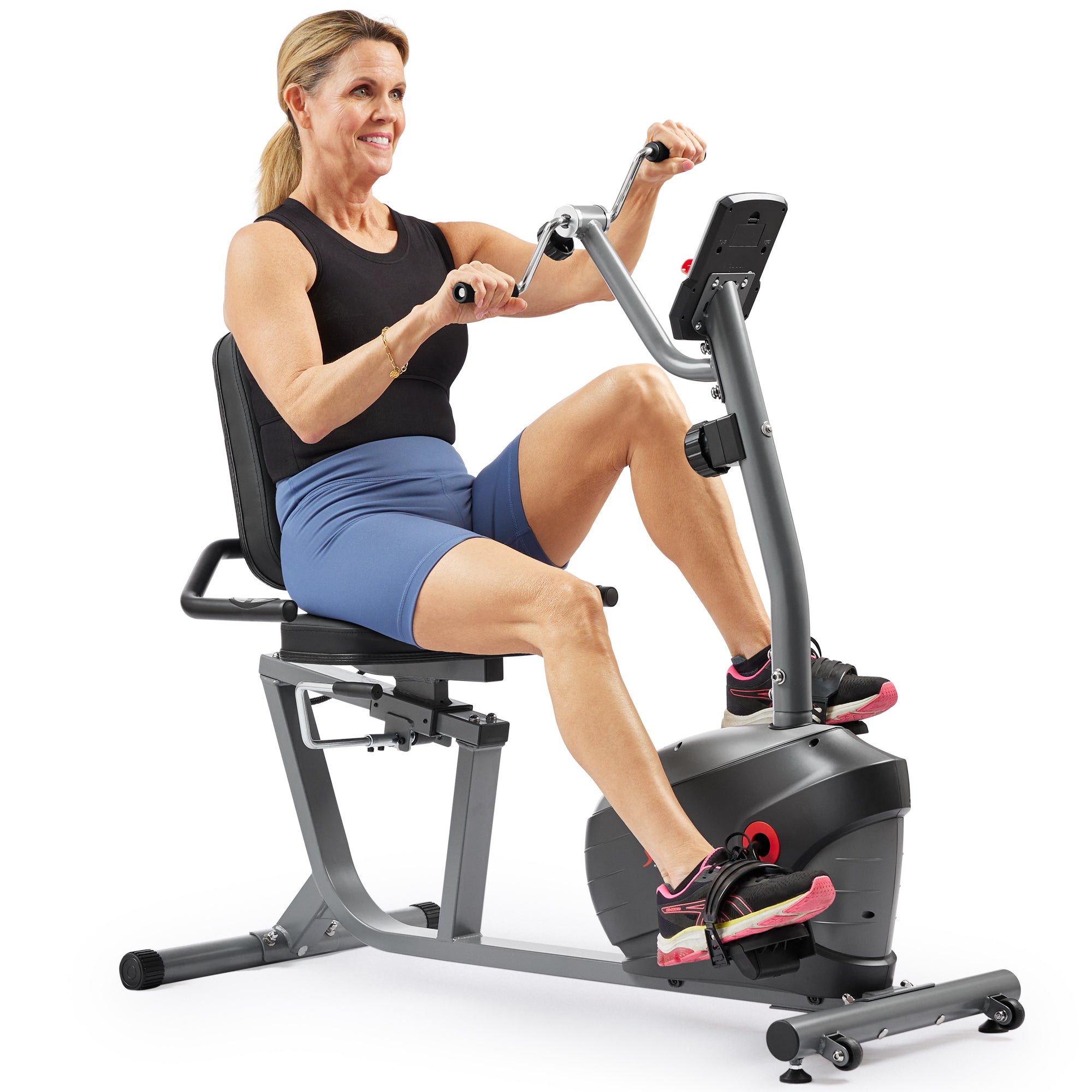 Sunny Health & Fitness Premium Magnetic Resistance Smart Recumbent Bike with Exclusive SunnyFit App Enhanced Bluetooth Connectivity