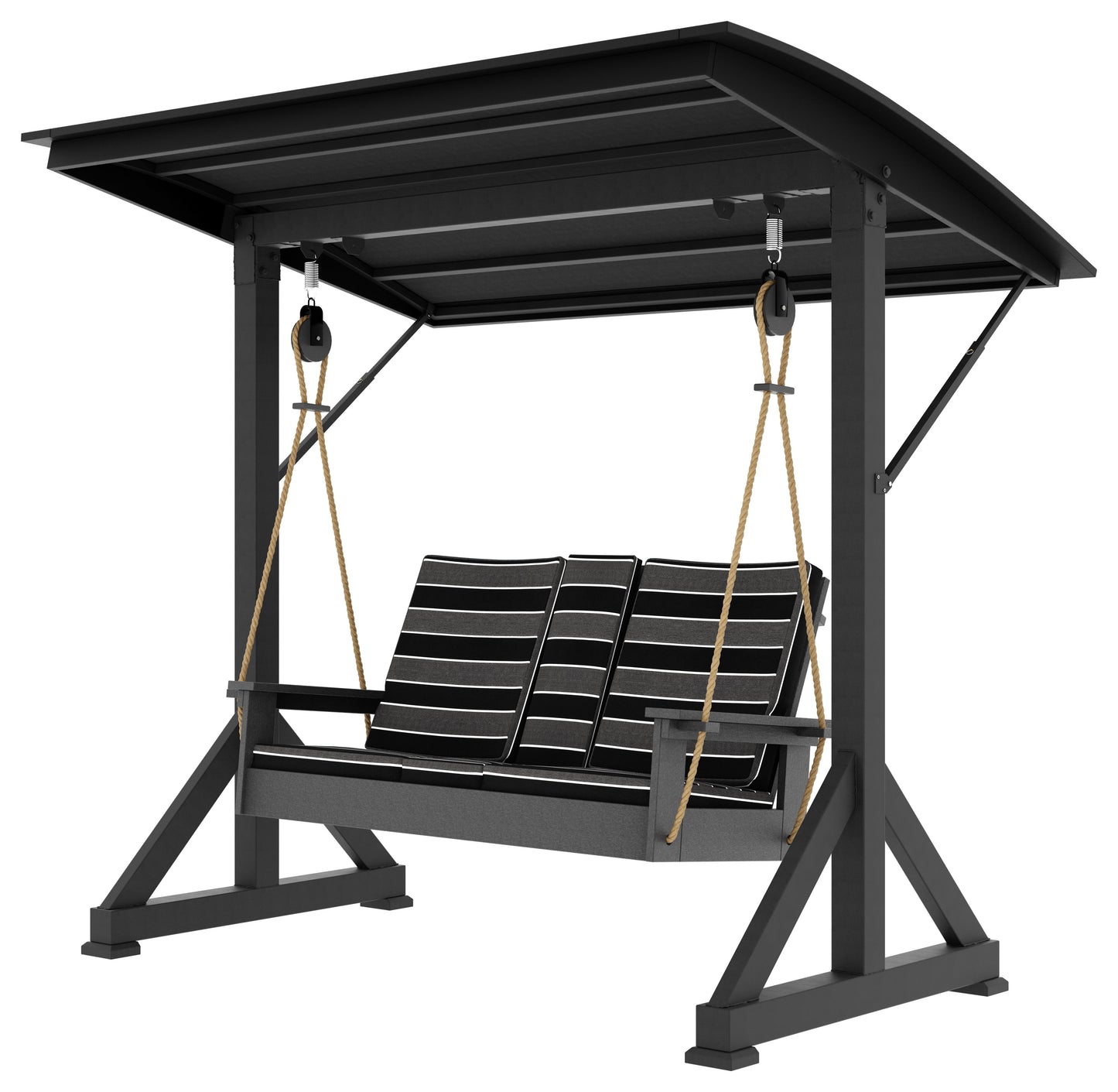 QW Amish Black Swing Frame w/ Optional Brooklyn Lounge Swing w/ Console - 162P-HSASF-C,HSSFT
