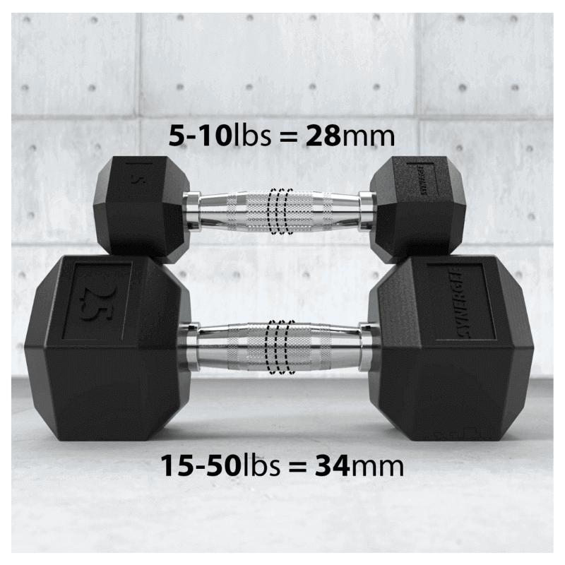 Synergee Rubber Hex Dumbbell 5-50 LBs Set with Rack - XG-DBRH550-USR4