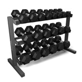 Synergee Rubber Hex Dumbbell 5-50 LBs Set with Rack - XG-DBRH550-USR4