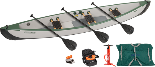 Sea Eagle TC16K_STW Inflatable Travel Canoe Wood/Web Seats 2 Person Start Up Package New - TC16K_STW