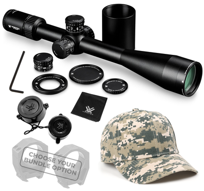 Vortex Optics Golden Eagle HD 15-60x52 ECR-1 MOA SFP 30 mm Tube Riflescope with Wearable4U Bundle Bundle - TCS-1503_Hat-CD