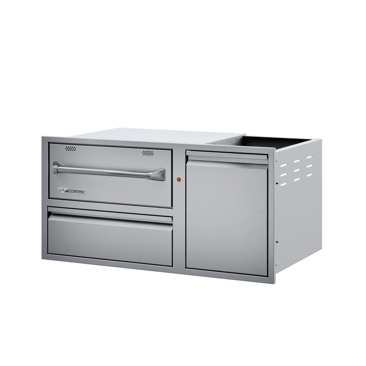 Twin Eagles 42-Inch Built-In 120V Electric Outdoor Warming Drawer with Utility Drawer & Roll-Out Trash/Propane Tank Bin - TEWD42C-C