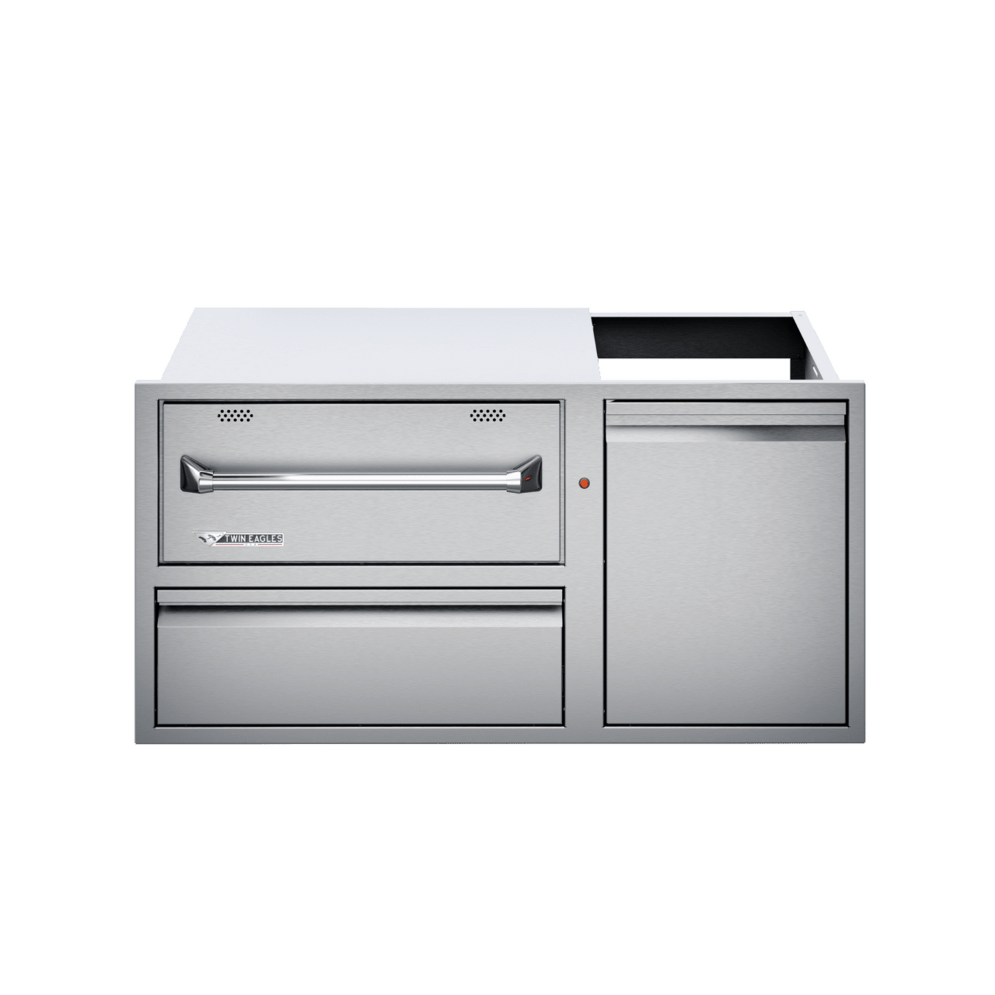 Twin Eagles 42-Inch Built-In 120V Electric Outdoor Warming Drawer with Utility Drawer & Roll-Out Trash/Propane Tank Bin - TEWD42C-C