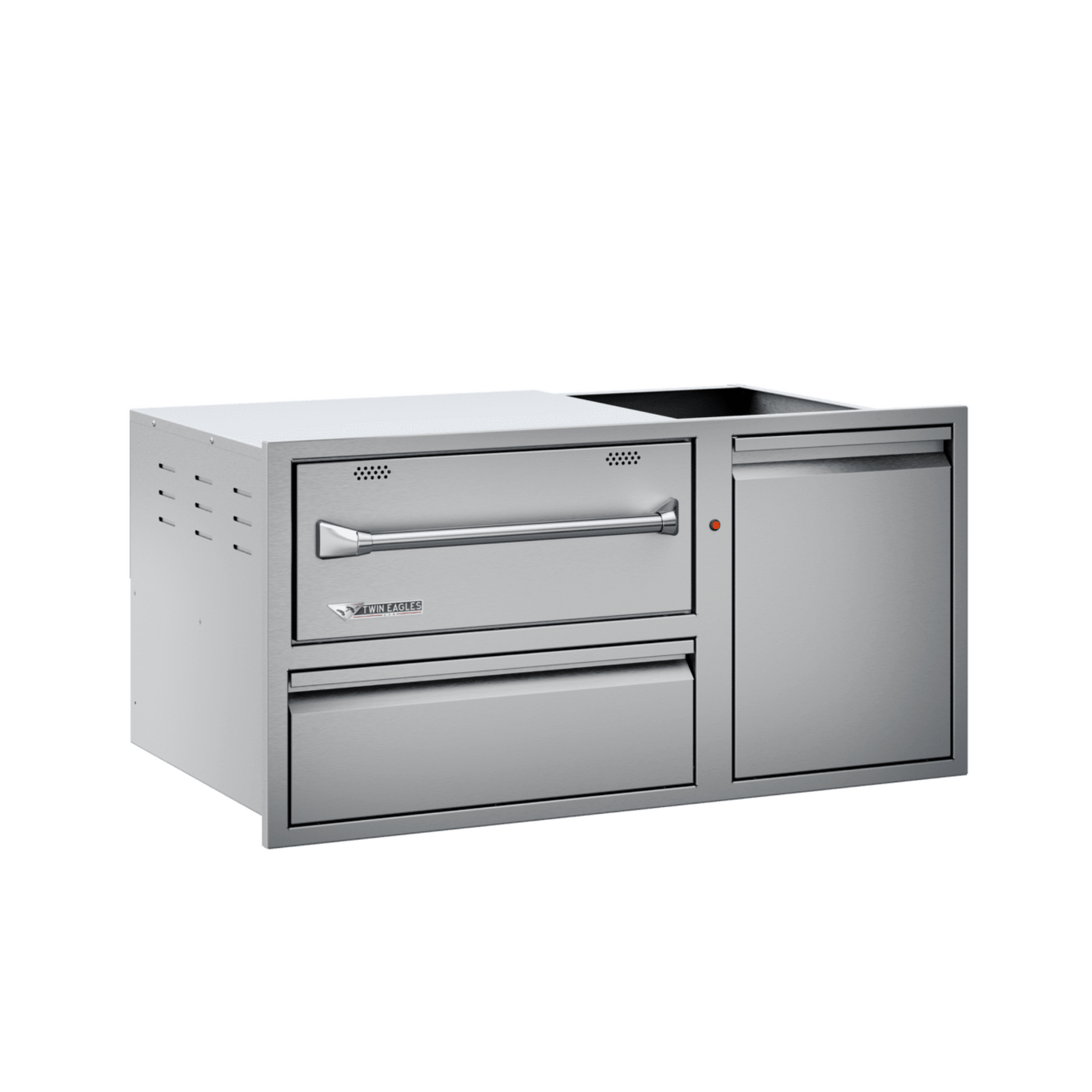 Twin Eagles 42-Inch Built-In 120V Electric Outdoor Warming Drawer with Utility Drawer & Roll-Out Trash/Propane Tank Bin - TEWD42C-C