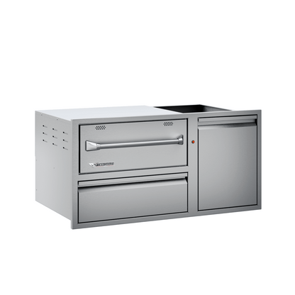 Twin Eagles 42-Inch Built-In 120V Electric Outdoor Warming Drawer with Utility Drawer & Roll-Out Trash/Propane Tank Bin - TEWD42C-C