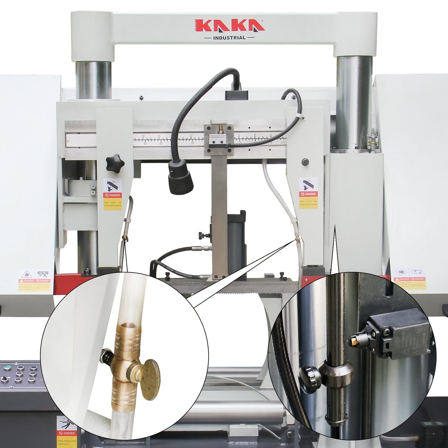 Kaka Industrial TGK-16A Double column horizontal band saw, Max cutting capacity 15.7 inch, vertical lifting, high stability. Cutting speed adopts hydraulic control, 230V 60HZ 3PH - 188304V230