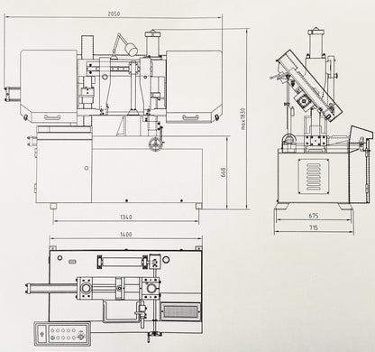 Kaka Industrial TGK-14 Double column horizontal band saw, Max cutting capacity 13.8 inch,vertical lifting, high stability. Cutting speed adopts hydraulic control, 230V-60HZ-3PH - 188302V230