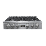 Awoco Professional 36” Stainless Steel NG / LPG Convertible Gas Rangetop with 6 Sealed Burners - TOP36A1